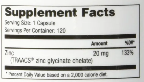 Miniatura 3 de NuMedica - Glicinato de zinc 20mg - 120 cápulas vegetales
