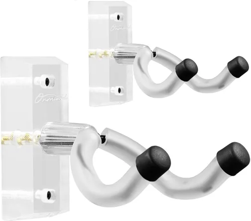 Miniatura 11 de Onmiwod Soporte de pared para guitarra, paquete de 2 unidades, colgador de guitarra de madera dura de ceniza, soporte de pared para guitarra