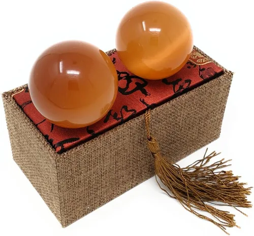 Miniatura 6 de Bolas de baoding de cuarzo con piedras preciosas artificiales de ojo de tigre para ejercicio de estrés chino (azul lago)