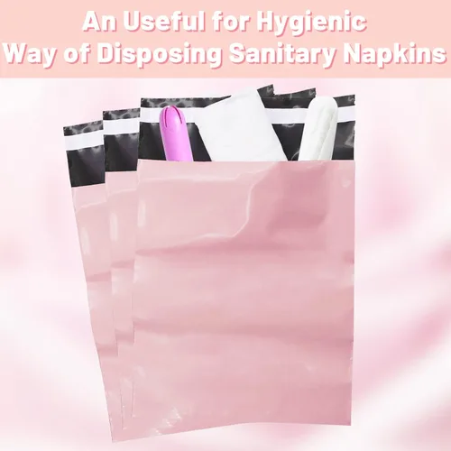 Miniatura 2 de Bolsas de eliminación de servilletas sanitarias, 100 bolsas de eliminación personal femeninas para tampones y almohadillas, selladas autoadhesivas