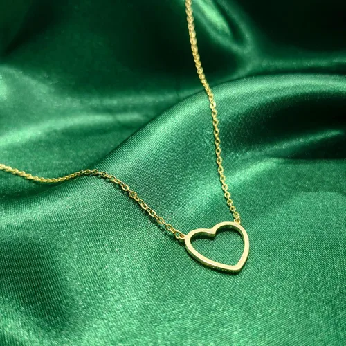 Miniatura 5 de Zeffy - Lindo collar de corazón chapado en plataoro de 18 quilates, collar de cadena con dije de corazón pequeño para mujer, joyas delicadas de oro