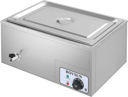 ROVSUN 21QT Calentador de Alimentos Eléctrico Comercial, Mesa de Vapor de Bandeja Completa Acero Inoxidable Bain Marie para Mostrador de Buffet con