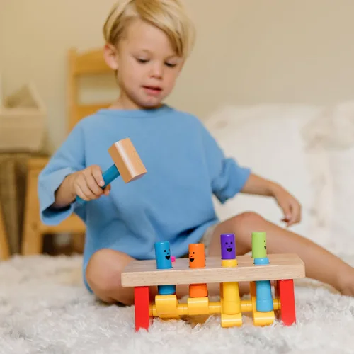 Miniatura 2 de Melissa & Doug, juguete de taller de madera con maza, Banca golpeada, Multicolor