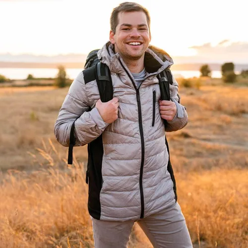Miniatura 28 de Apricoat EcoDown Jacket - Chaqueta acolchada con capucha ligera y resistente al agua - Abrigo de invierno resistente al viento con aislamiento