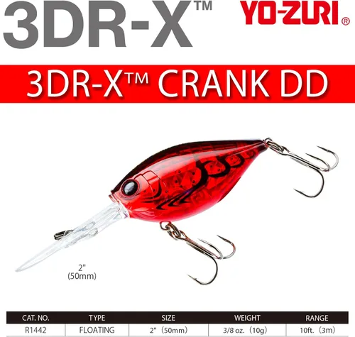Miniatura 4 de YO-Zuri 3DR-X Crank DD - Señuelo flotante para baño, 1.969 in, color Sábalo sexy fantasma mate