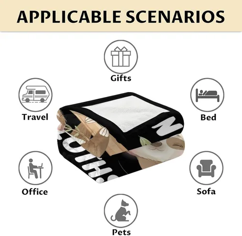 Miniatura 6 de Manta de perezoso para niñas, tamaño regazo de 30 x 40 pulgadas, manta de felpa suave y mullida, regalo de manta negra linda para sala de estar