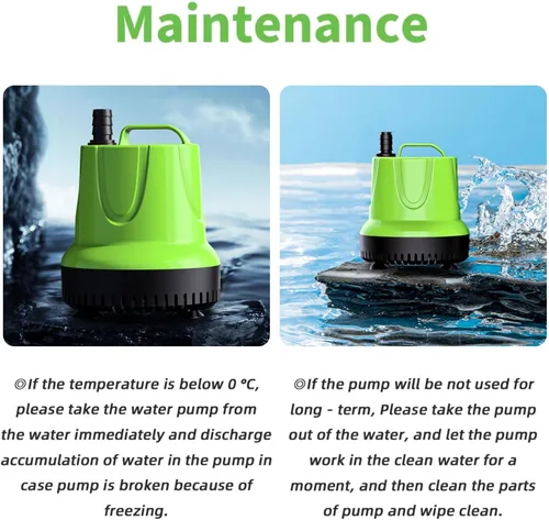 Miniatura 9 de FREESEA Bomba de agua sumergible para fuente: bomba de sumidero pequeña de 330 GPH 25W para estanque al aire libre, estatuario hidropónico, cascada