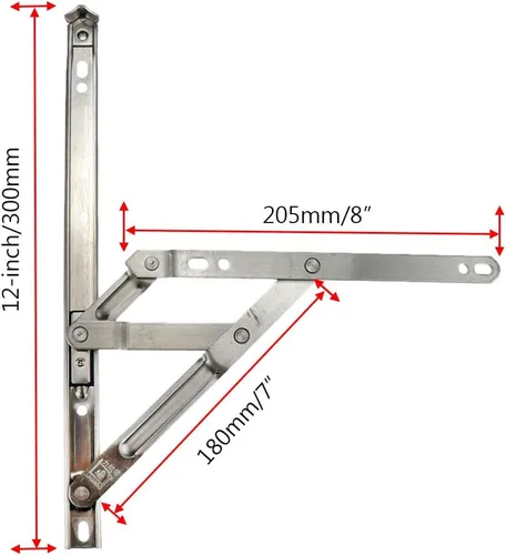 Miniatura 2 de Bisagras para ventana abatible, bisagras de fricción de acero inoxidable de 12 pulgadas, 2 piezas