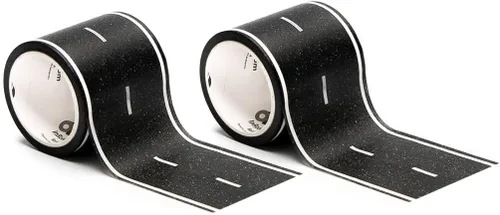 PlayTape Cinta de carretera para autos de juguete, se adhiere a superficies planas, sin residuos; paquete de 2 unidades de 30 pies x 2 pulgadas.