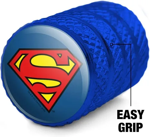 Miniatura 3 de Tapas de Vástago de Válvula de Llanta de Aluminio con Logo del Escudo Clásico de Superman Azul