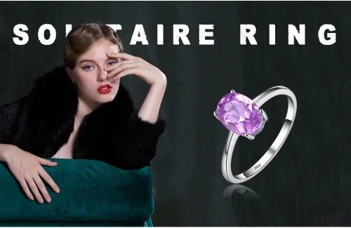 Miniatura 6 de JewelryPalace Anillos de compromiso solitarios de plata de ley 925 chapados en oro de 14 quilates con piedra natal de topacio azul citrino y piedras