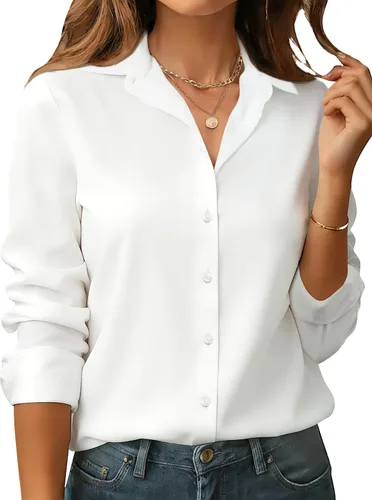 Miniatura 6 de Camisas de manga larga con botones para mujer, básicas, clásicas, suaves, con cuello a la moda, elegantes y casuales