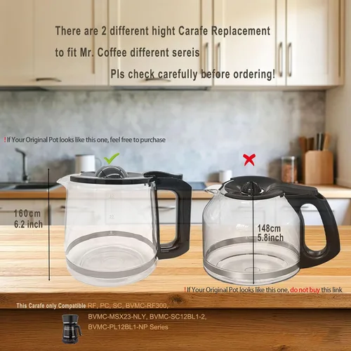 Miniatura 3 de Repuesto de cafetera de 12 tazas compatible con modelos de cafetera Mr. Coffee Maker RF, LM, PC, SC Series BVMC-RF300, BVMC-MSX23-NLY, BVMC-MMX23