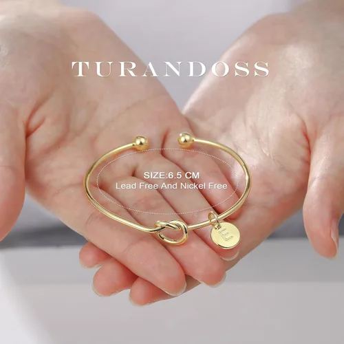 Miniatura 4 de Turandoss Initial Bracelets for Women - Dainty Knot Letter A-Z Initial Bracelet for Women, Personalized Cuff Bangle Bracelet for Women, Jewelry for