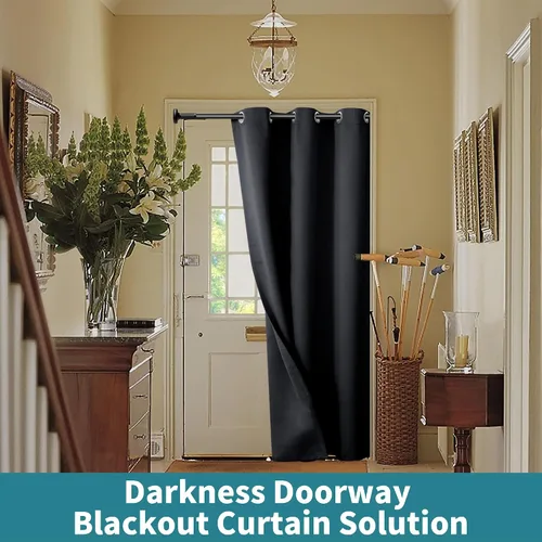 Miniatura 4 de BGment Cortina negra de puerta de 80 pulgadas de largo para puerta, cortina de armario de dormitorio, aislamiento térmico, con ojales, divisor