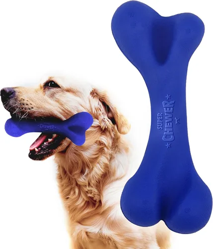 SuperChewer - Juguete resistente de hueso de perro | Reemplazo de por vida | Caucho natural fuerte | Gran juguete para buscar perros | Juguetes