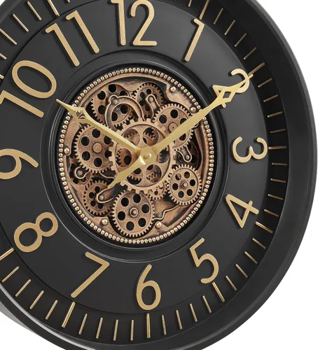 Miniatura 3 de CLXEAST Reloj de pared de engranaje móvil de 21 pulgadas, relojes de pared grandes con números arábigos regulares para decoración de sala de estar