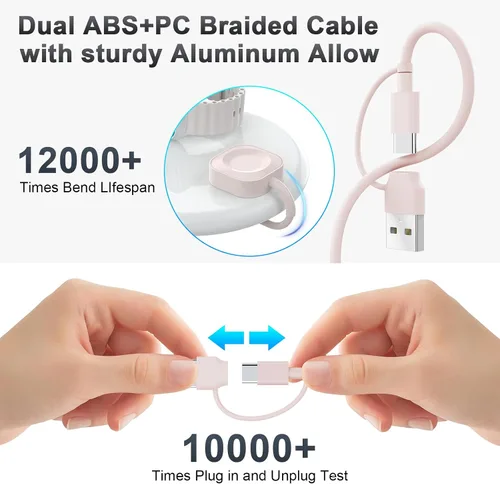Miniatura 6 de Cable de carga 4 en 2 iWatch para reloj y iPhone, cable de carga de 6 pies/5.9 ft, combo de cargador para iPhone y reloj, cable de carga múltiple