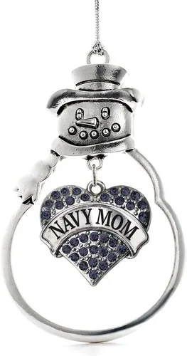 Miniatura 58 de Inspired Silver - Fuerza Aérea - Adorno de Navidad plateado - Adorno de árbol de Navidad con colgante de corazón azul con circonita cúbica