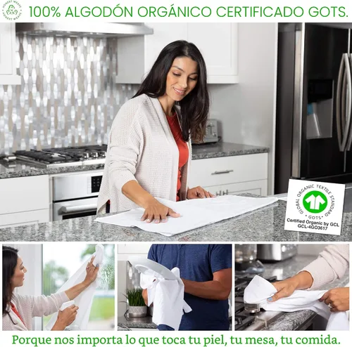 Miniatura 7 de HONEST WEAVE GOTS Certificado - Juegos de toallas de mano y para platos de cocina de algodón flour sack 100% orgánico, extra grandes de 27x27