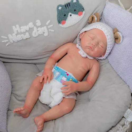 Miniatura 2 de Muñeca realista de bebé recién nacido de 19 pulgadas, 6.5 libras, platino líquido, de silicona, suave, de silicona, recién nacido, niña, realista
