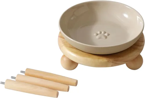 Miniatura 7 de Havniva Platos elevados de cerámica para gatos, cuenco para alimentos y agua con 2 estilos de soporte, juego de cuencos elevados ajustables para 2