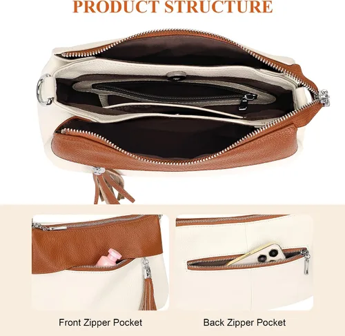 Miniatura 47 de Over Earth Genuine Leather Crossbody Bags for Women Small Hobo Handbags Shoulder Purses with 2 Detachable Straps