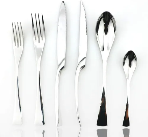Miniatura 15 de JASHII Juego de cubiertos de acero inoxidable 18/10 de 20 piezas de plata pulida con espejo, cuchillo de cena, tenedor de ensalada, cuchara
