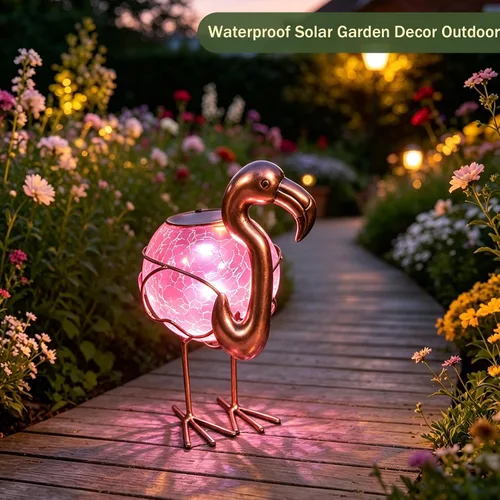 Miniatura 5 de Lámpara solar colgante para aire libre, decorativa, impermeable, flamenco, LED, lámpara de mesa para patio, jardín