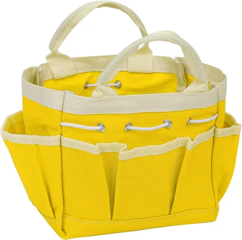 HARFINGTON Bolsa de herramientas de jardín pequeña de 7.5 x 4 x 5 pulgadas, Oxford impermeable con bolsillos, bolsa de mano de jardín, organizador