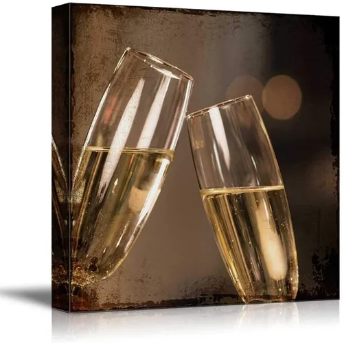 Miniatura 26 de wall26 - Lienzo decorativo cuadrado para pared, copas de vino con botella de vino y uvas, impresión giclée, arte moderno para el hogar, listo
