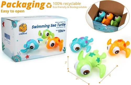 Miniatura 5 de DUCKBOXX XX Juguete de baño de tortugas marinas de natación, sin batería, sin moho, juguete Montessori interactivo para niños de 18 meses (3 piezas)