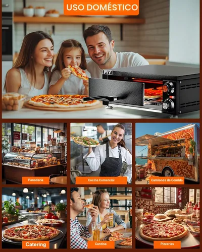 Miniatura 8 de PYY Horno de pizza de 12 pulgadas, para encimera, para interiores, máquina eléctrica para hacer pizza para el hogar, con temporizador, acero