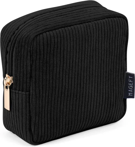 Miniatura 14 de MAGEFY Pequeña bolsa de maquillaje para bolso, mini bolsa de cosméticos de pana, linda bolsa cosmética para mujeres con bolsillos deslizantes