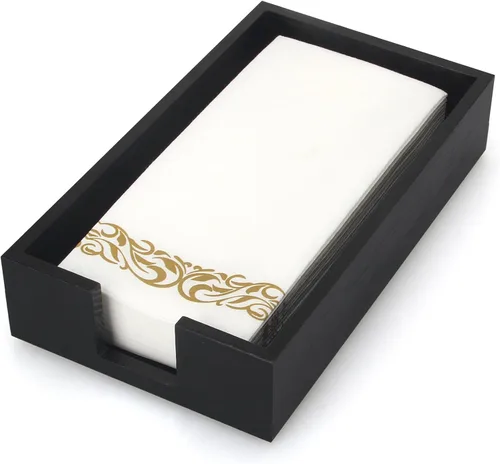 Miniatura 9 de Toallero de madera de acacia para servilletas de baño, bandeja de toalla de mano, soporte plano para servilletas de cóctel para mesa de cocina