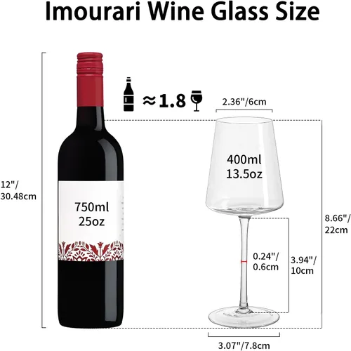 Miniatura 3 de Juego de 4 copas de vino de 13.5 onzas, cristal transparente sin plomo soplado a mano, tallo largo, cuadrado, copa de vino tinto para boda