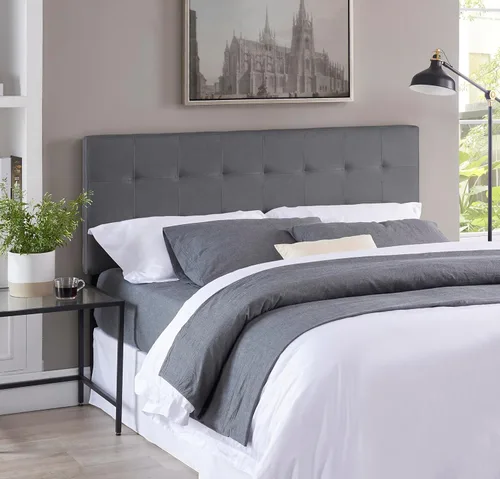 Miniatura 16 de Naomi Home Jessenia - Cabecera capitonada ajustable tapizada de lino con superficie acolchada, soporte de pared o marco de cama, color crema