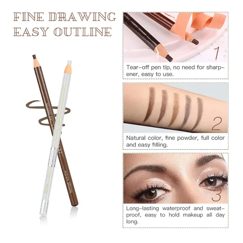 Miniatura 5 de Set de Lápiz de Cejas Impermeable, Lápiz de Cejas con Cordón de Tirar y Desmontable, Kit de Suministros de Microblading, Lápiz de Línea de Ojos