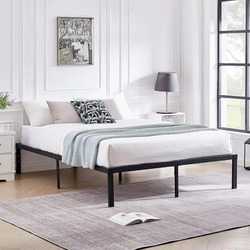 Miniatura 4 de VECELO - Base de cama metálica tamaño matrimonial de 14 pulgadas, moderna (juego de 2)