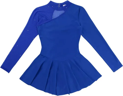 Miniatura 6 de YiZYiF Lyrical - Vestido de patinaje sobre hielo para mujer, manga larga, elastano, leotardo de gimnasia
