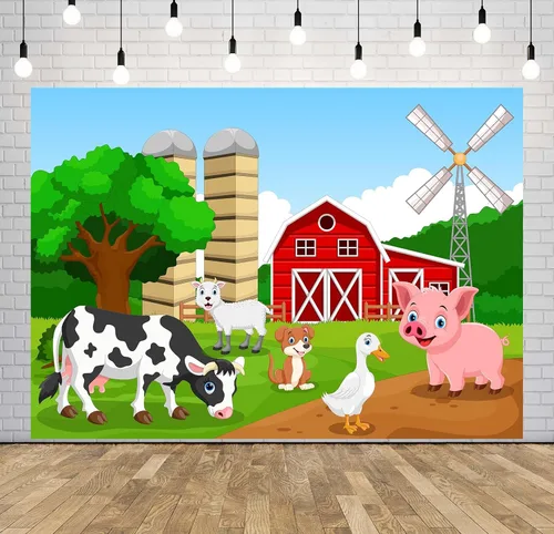 Miniatura 4 de Telón de fondo de tela de 5 x 3 pies con temática de granja para niños, vaquero, vaquera, niño, fotografía al aire libre, sesión de fotos, fiesta