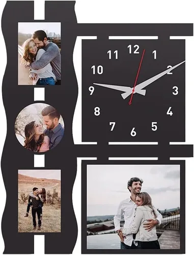 Miniatura 10 de Marco de fotos para parejas, reloj de pared personalizado con nombre de foto, sala de estar, dormitorio, collage para colgar en la pared, foto