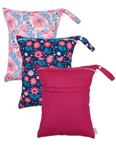 Miniatura 59 de ALVABABY 2 bolsas de pañales de tela para ropa húmeda, reutilizables con dos bolsillos con cremallera, para viajes, playa, piscina, guardería