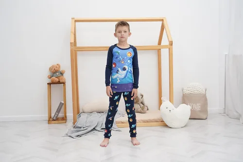 Miniatura 9 de Pijamas para niños, dinosaurio, cohete, espacio, 4 piezas, conjunto de ropa de dormir de 2 a 12 años