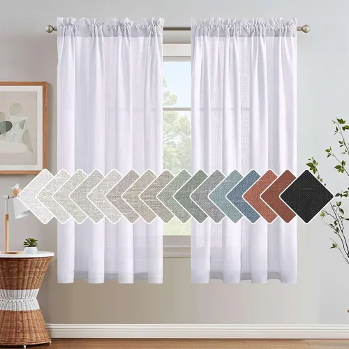 Miniatura 21 de H.VERSAILTEX Cortinas de Lino con Textura Filtradoras de Luz para Tratamiento de Ventanas de Sala de Estar, Cortinas Naturales Duraderas