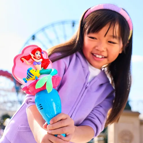 Miniatura 4 de Disney Store Varita de burbujas con luz y sonido oficial de The Little Mermaid Ariel & Flounder - Juguete LED interactivo, perfecto para niños