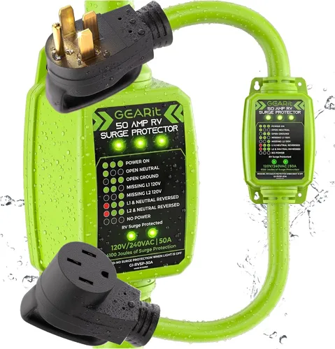 GEARit Protector de sobretensiones RV de 50 AMP - Analizador de circuito, protector/monitor de voltaje con protección contra sobretensiones (4100