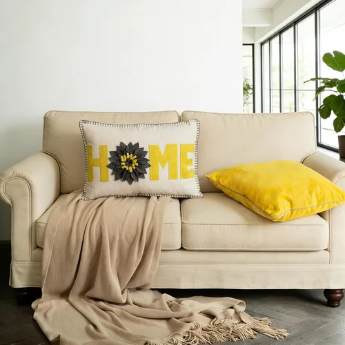 Miniatura 2 de JWH - Funda de cojín decorativa con diseño de girasol en 3D y detalles bordados para la sala, dormitorio, oficina o sofá, 14 x 20 pulgadas