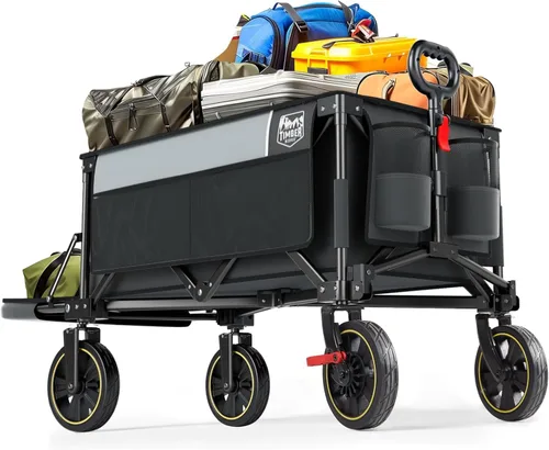 Miniatura 12 de Timber Ridge Carro plegable extra largo de 49 pulgadas con portón trasero y frenos, carro plegable resistente de 300 libras con mango ajustable, Azul