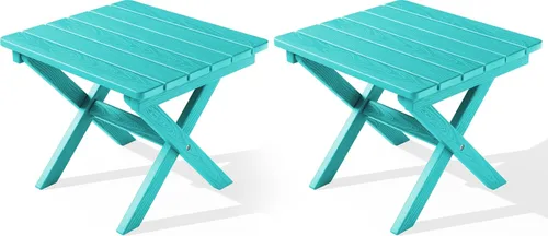 Miniatura 32 de SERWALL Mesa auxiliar Adirondack, mesa auxiliar para exteriores, sin montaje, mesa plegable pequeña de HDPE para patio trasero, piscina, porche